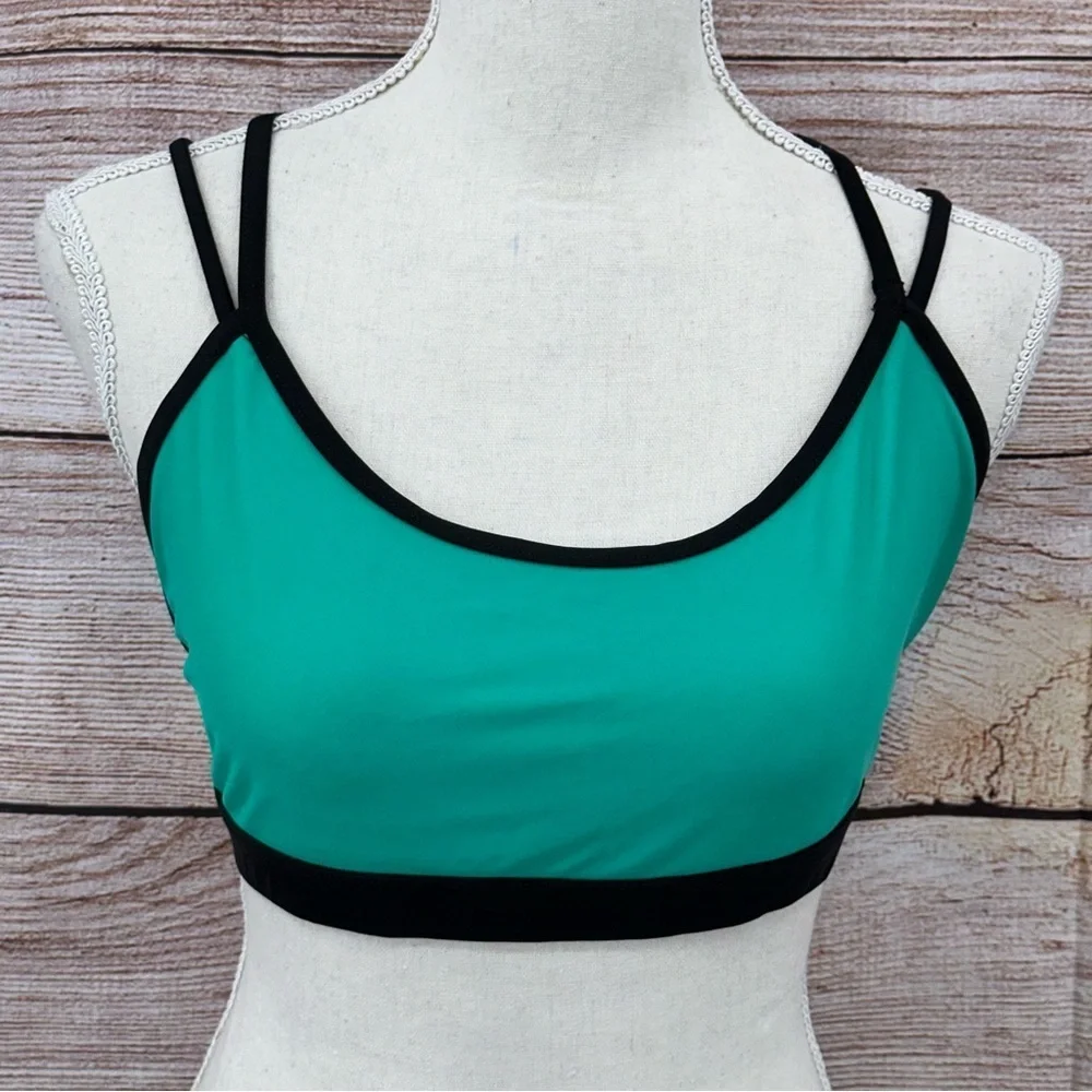 Fabletic Green and Black Dash Bikini Top Size M